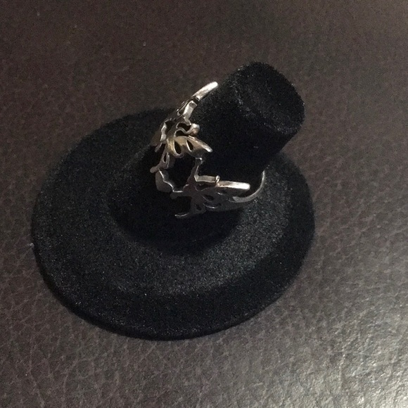 Sterling Silver Fairy Butterfly Cut Out Ring with hearts. Size 6.5 - Picture 3 of 5